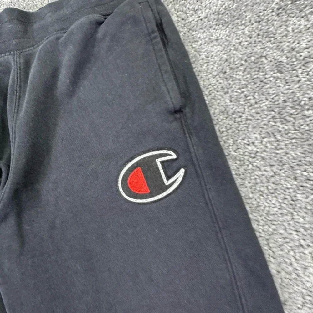 Champion Jogger Pants Mens Small Black Fleece Elastic Waist Pockets Logo